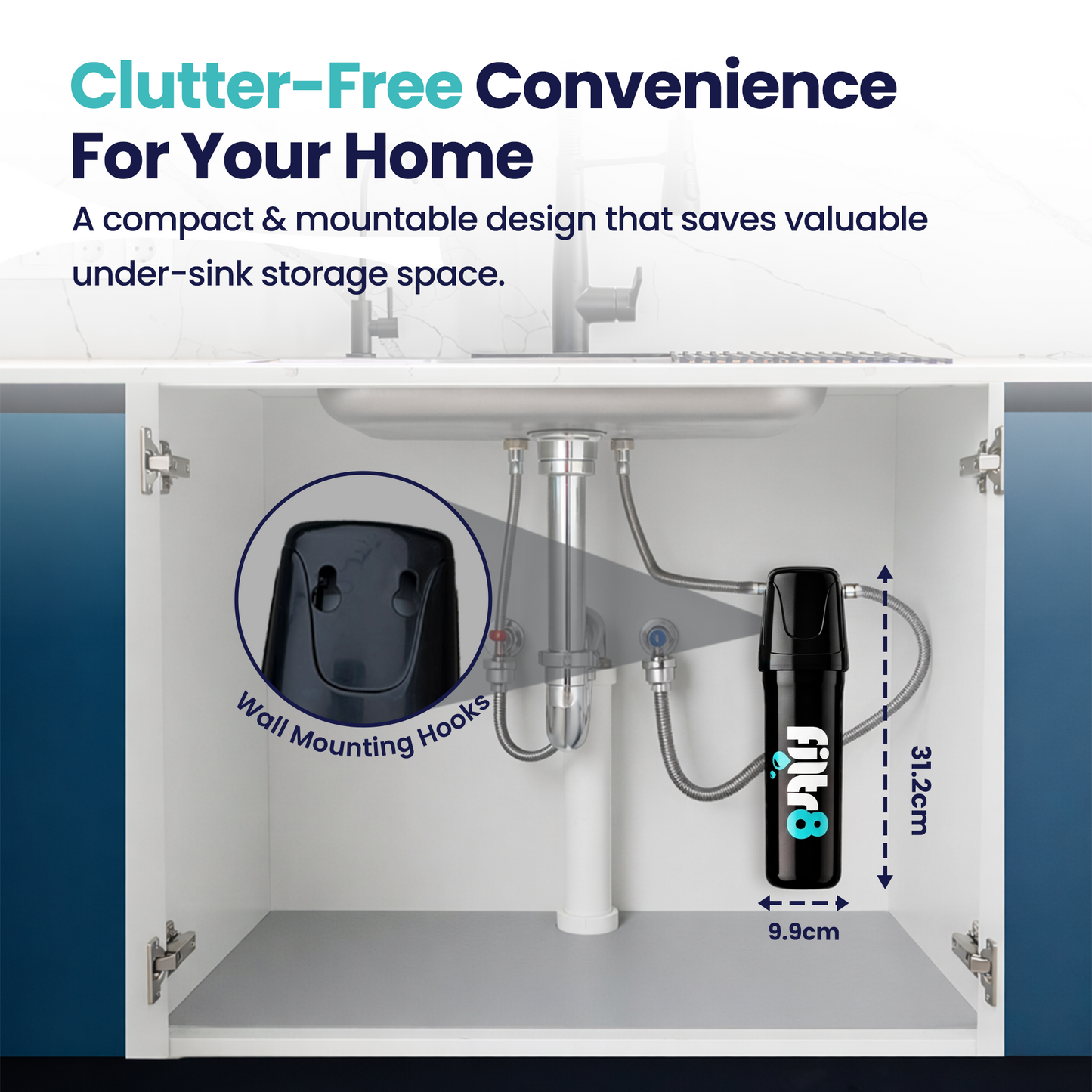 Filtr8™ Under Sink Water Filter Kit - 99% Lead & PFAS Removal